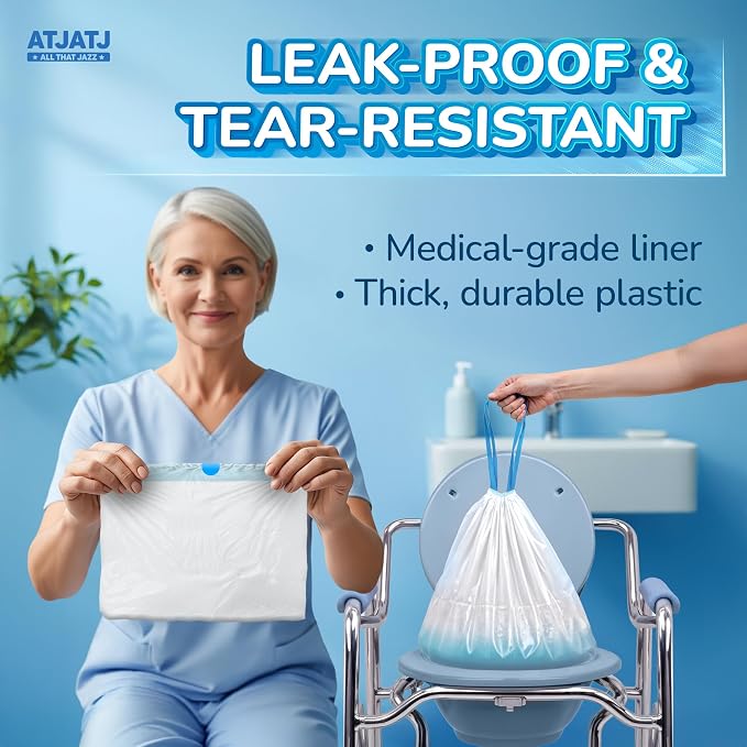 60 Packs Commode Liners With 60 Absorbent Pads, Leak-Proof Disposable Toilet - Image 4