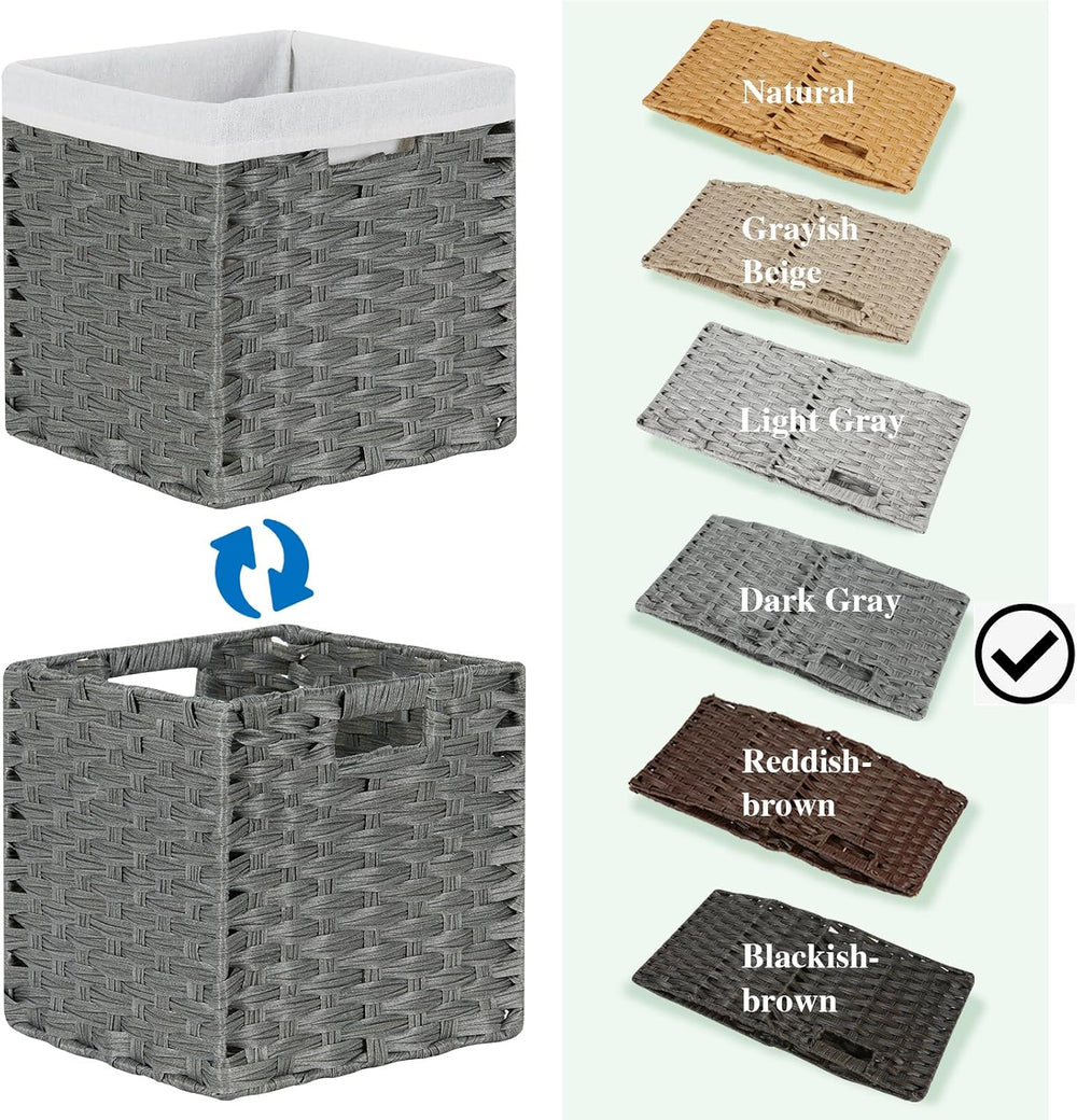 Bidtakay Wicker Storage Baskets for Organizing 4-Pack Hand-Woven Imitation Da...
