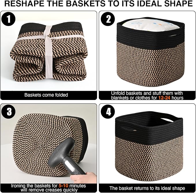 11 Inch Cube Storage Bins, Storage Cube Organizer Bins, Woven Cotton Rope - Image 7
