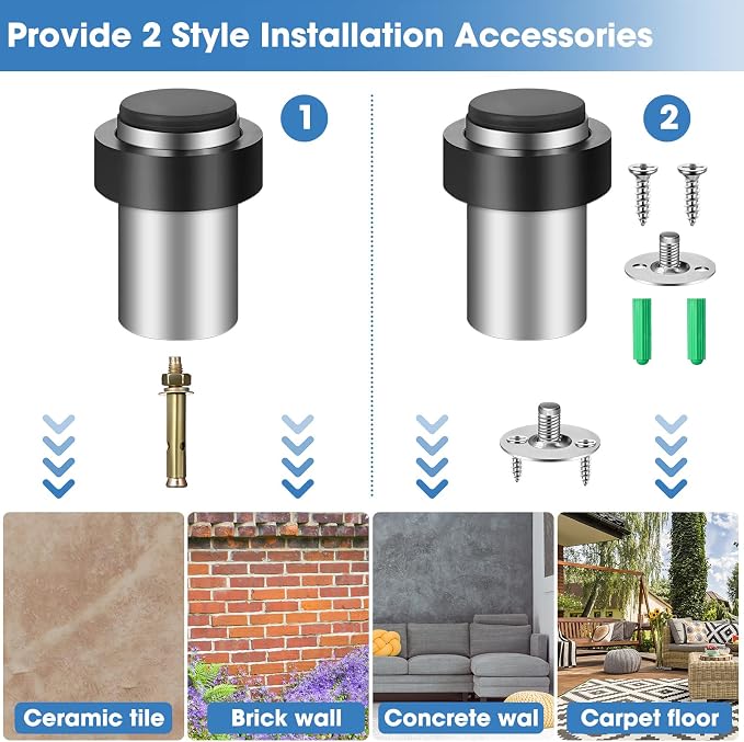 Chumia 30 Pcs Door Stopper Mounted Floor Stops Stainless Steel Cylindrical - Image 6