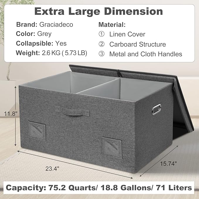 75 Quarts Extra Large Decorative Storage Bins - Image 2