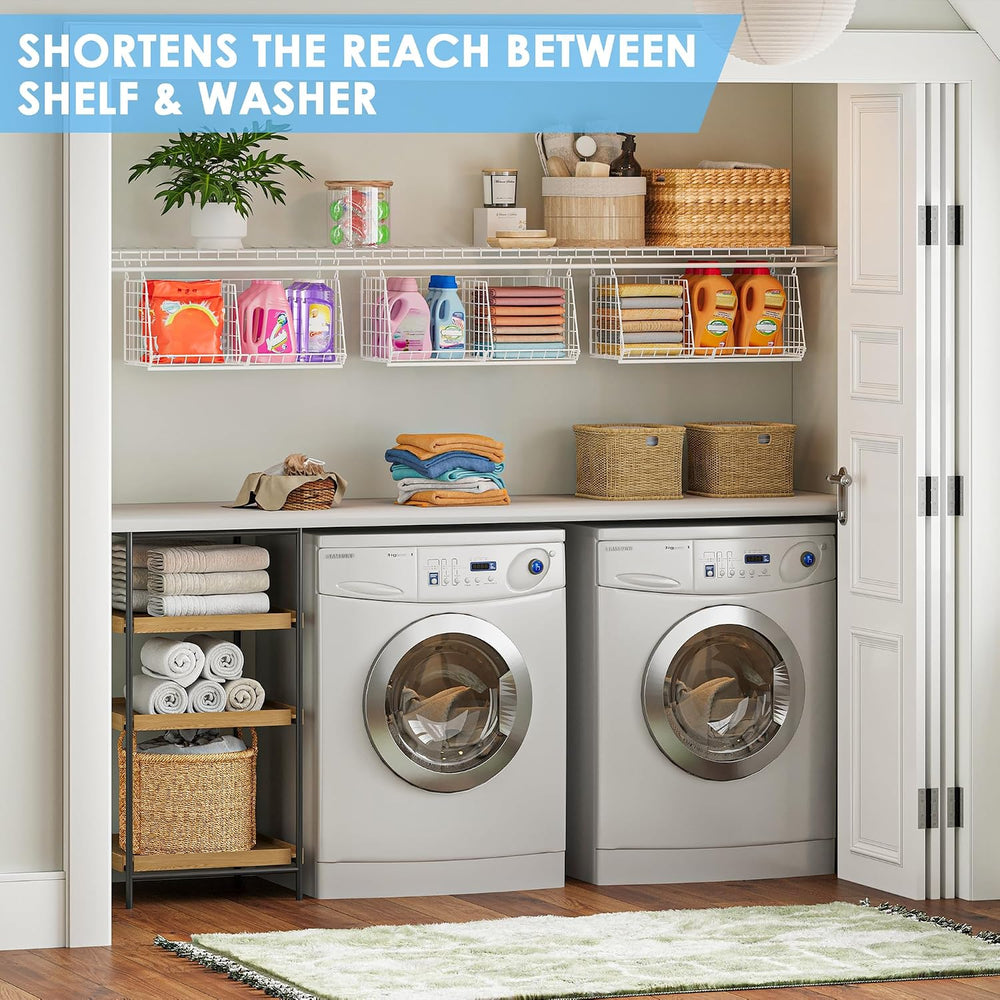 23.62” Extra-Long Under-Shelf Hanging Laundry Basket Organizer, 3-Pack Space-...