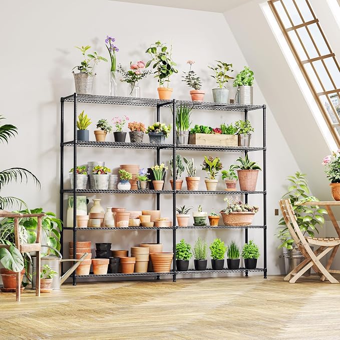 IZEUK Linked Storage Racks, DIY Adjustable Heavy Duty Metal Shelving Unit - Image 5