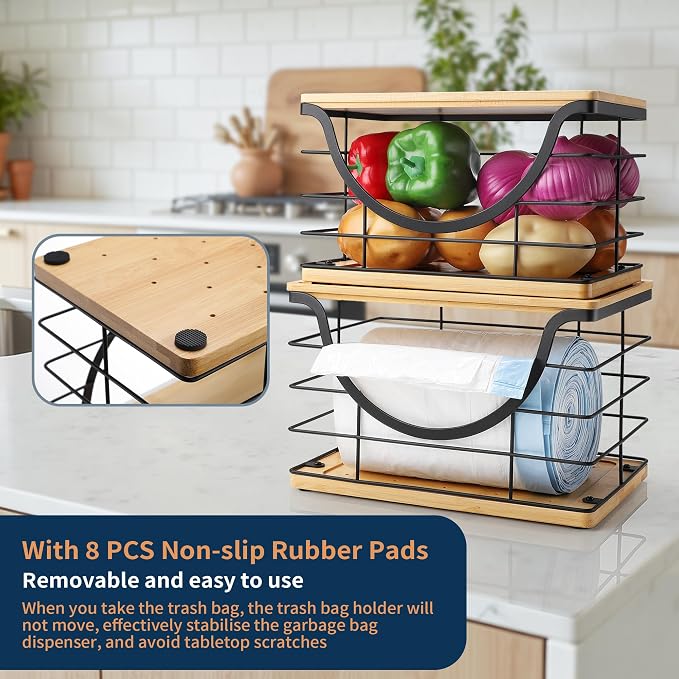 Extra Large Trash Bag Holder Stackable Kitchen Storage, 2 Pack Wall Mounted - Image 4