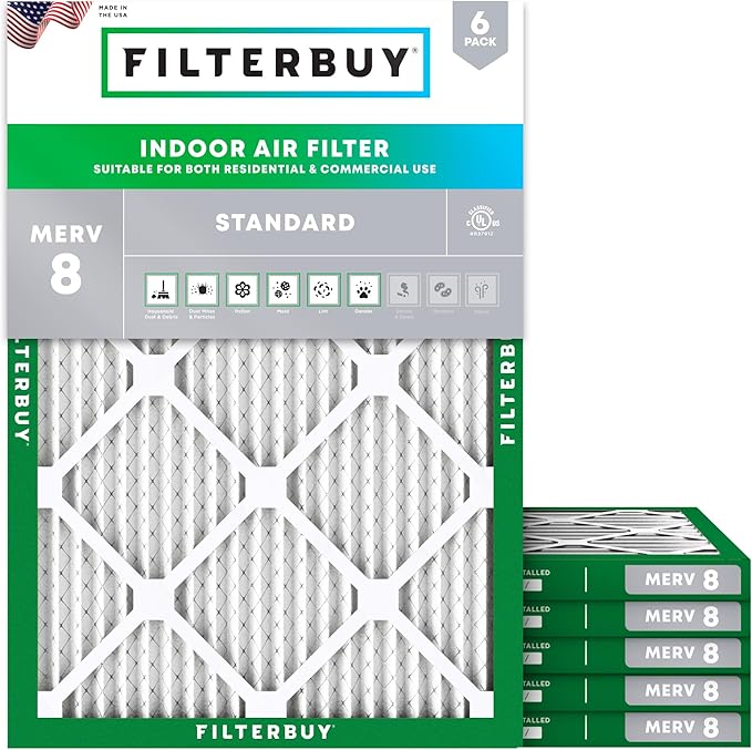 Filterbuy 10x14x1 Air Filter MERV 8 Dust Defense Replacement, Electrostatic by Filterbuy