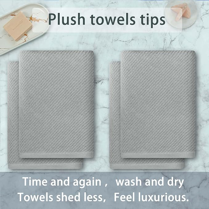VOOVA & MOVAS Grey Bath Towels, Large 30" x 56" - Image 3