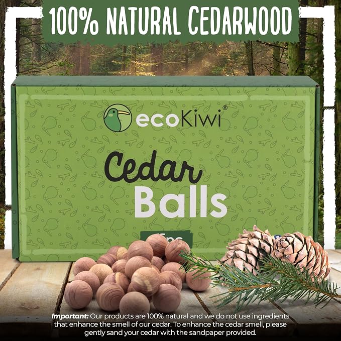 ecoKiwi Cedar Balls for Clothes Storage 75 Pack - Image 2