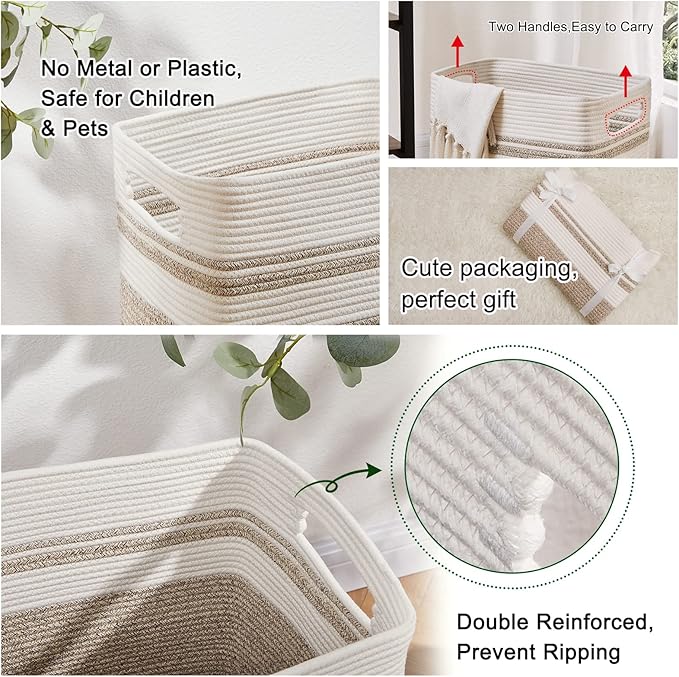 OIAHOMY Laundry Hamper-Laundry Basket, Tall Cotton Storage Basket - Image 4