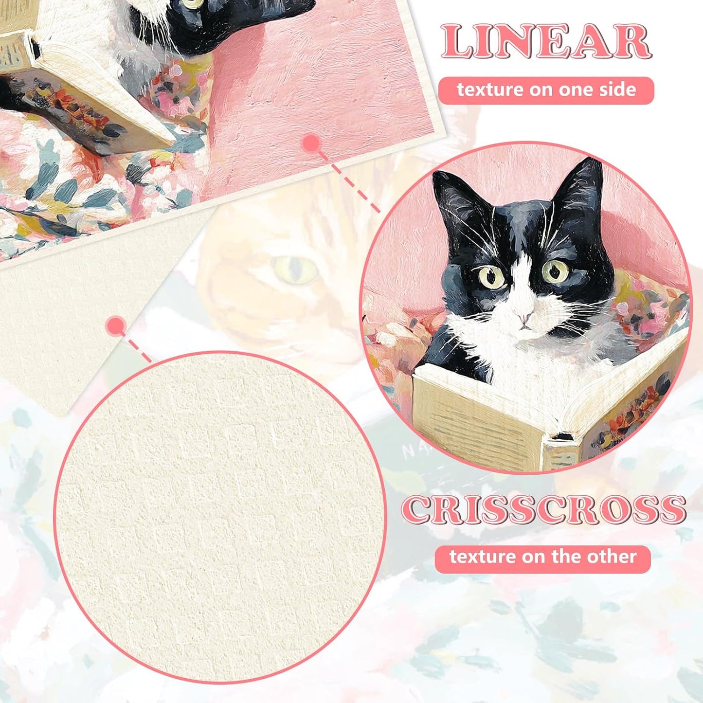 JarThenaAMCS 6 Pcs Reading Cat Swedish Dishcloths Cotton Kitchen Towels 6 Designs Reusable Absorbent Dish Towels for Autumn Home Party Housewarming Cleaning, 7 x 8 Inch
