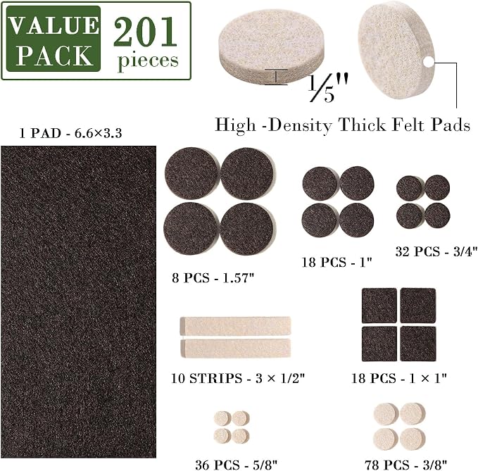Fursafe&Q Felt Furniture Pads, Furniture Felt Pads - Image 3