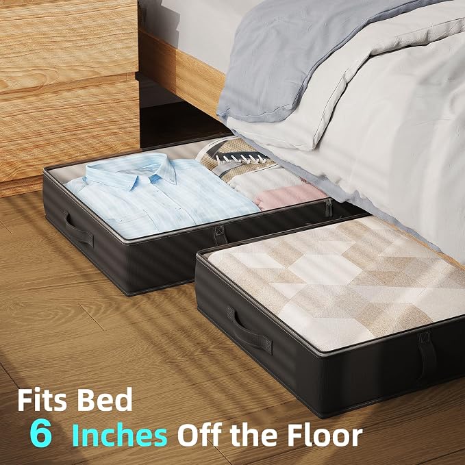 2-Pack Under Bed Storage, 6 Inches Tall Closet Organizers and Storage Bins - Image 4