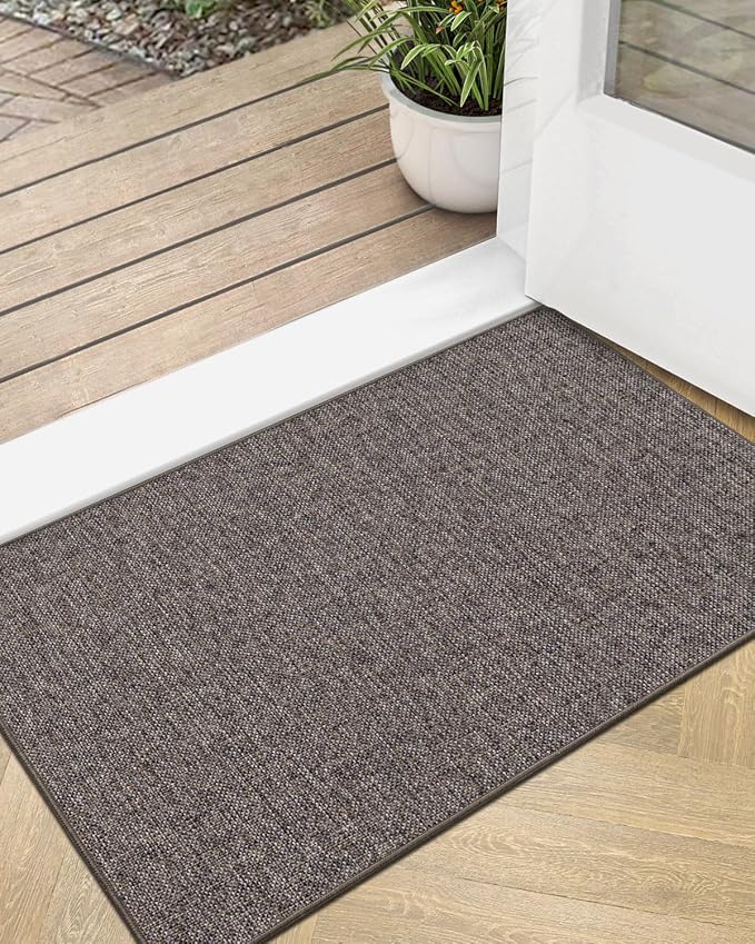 LUMI Ultra Thin Door Mat for Entryway, Low Profile Non Slip Rubber Backing by LUMI