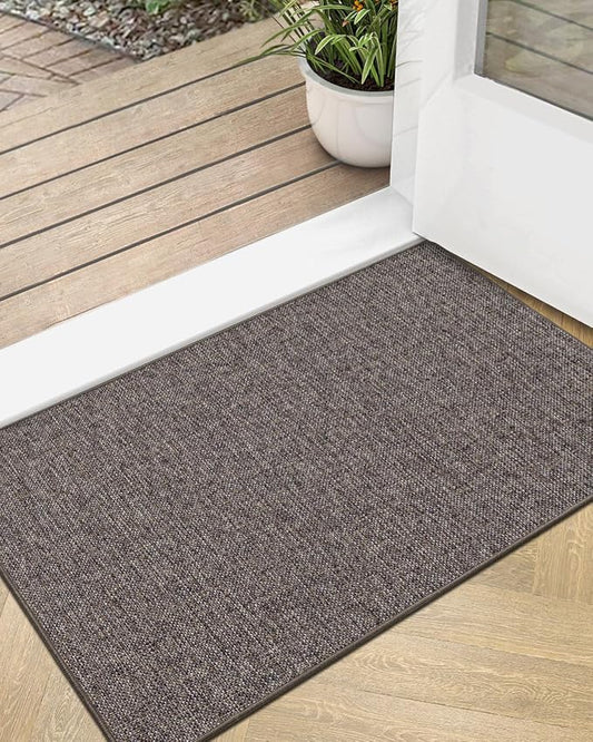 LUMI Ultra Thin Door Mat for Entryway, Low Profile Non Slip Rubber Backing by LUMI