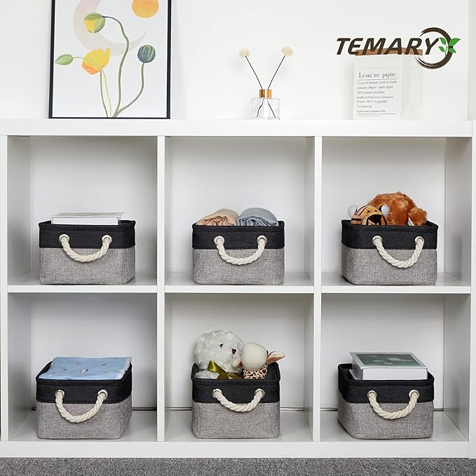 Temary Fabric Storage Baskets 6 Pcs Small Cloth Basket - Image 6