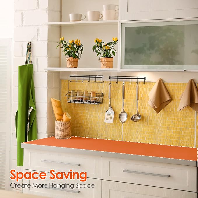 Myfolrena Adhesive Kitchen Hooks Utensil Hanger Holder Hanging Rack 2 Pack - Image 4