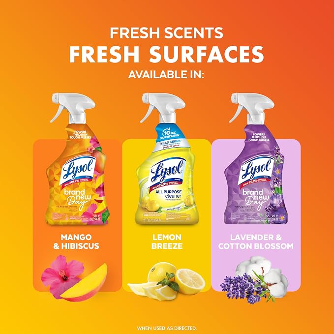 Lysol All Purpose Cleaner Spray, Kitchen & Bathroom Cleaner, Mango & Hibiscus - Image 5
