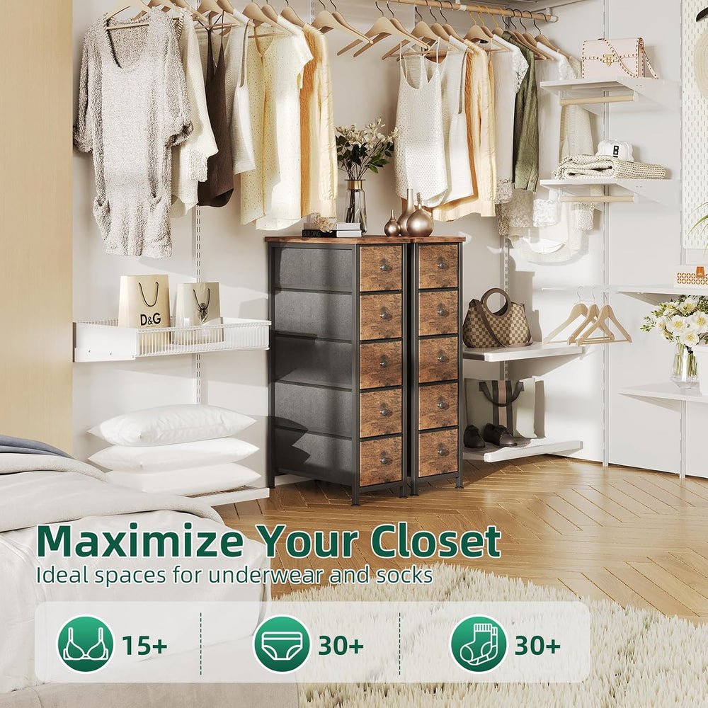 COTUBLR Narrow Dresser, 19" Wide Narrow Nightstand Dresser Storage Tower...