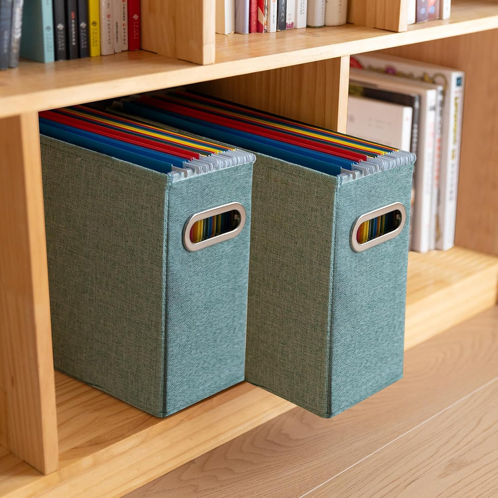 6 Pack Letter Size File Storage Box Collapsible，Fabric Hanging File Folders O...