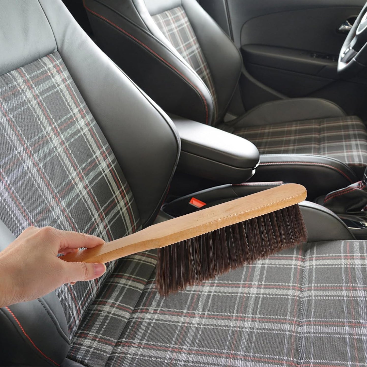 2pcs Wood Handle Dusting Brush Set with Soft and Stiff Bristles, Hand Whisk Broom for Bed, Upholstery, and Household Cleaning, Multipurpose Dust Remover for Home Use