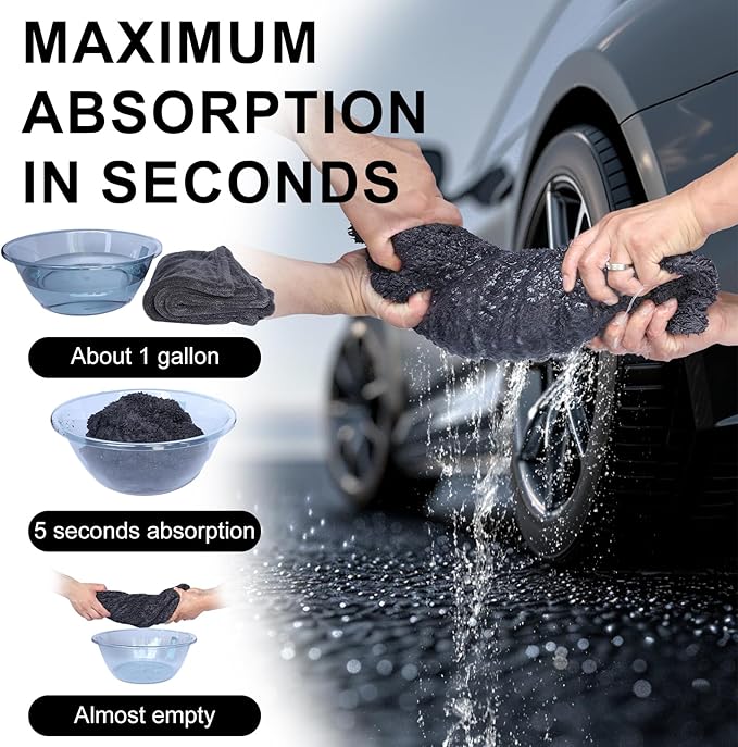 2 Pack XL Car Drying Towel – 1300GSM Ultra Absorbent Microfiber, Twisted Loop - Image 6