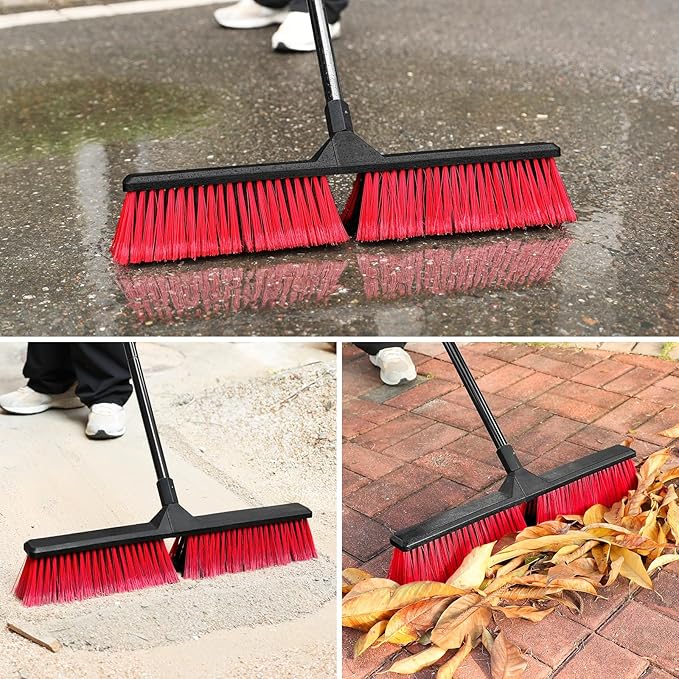 24" Push Broom Outdoor with 63" Long Handle and Stiff Bristles, Heavy Duty - Image 5
