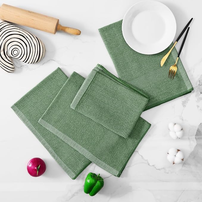 Homaxy Premium Kitchen Towels, Large Cotton Kitchen Hand Towels, Flat and Terry - Image 5