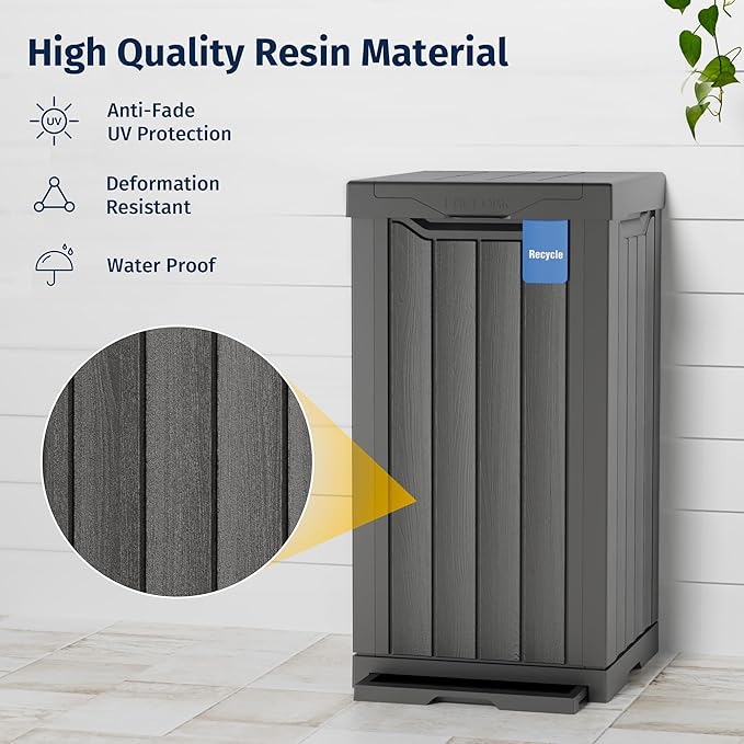 EAST OAK 31 Gallon Outdoor Trash Can | Waterproof Resin Garbage Can - Image 3