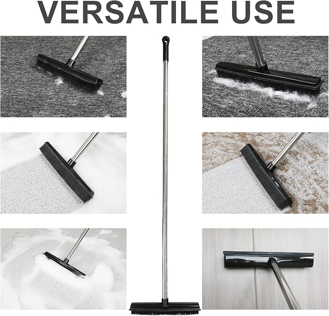 Rubber Broom and Dustpan Set, Pet Hair Removal Rubber Broom - Image 5