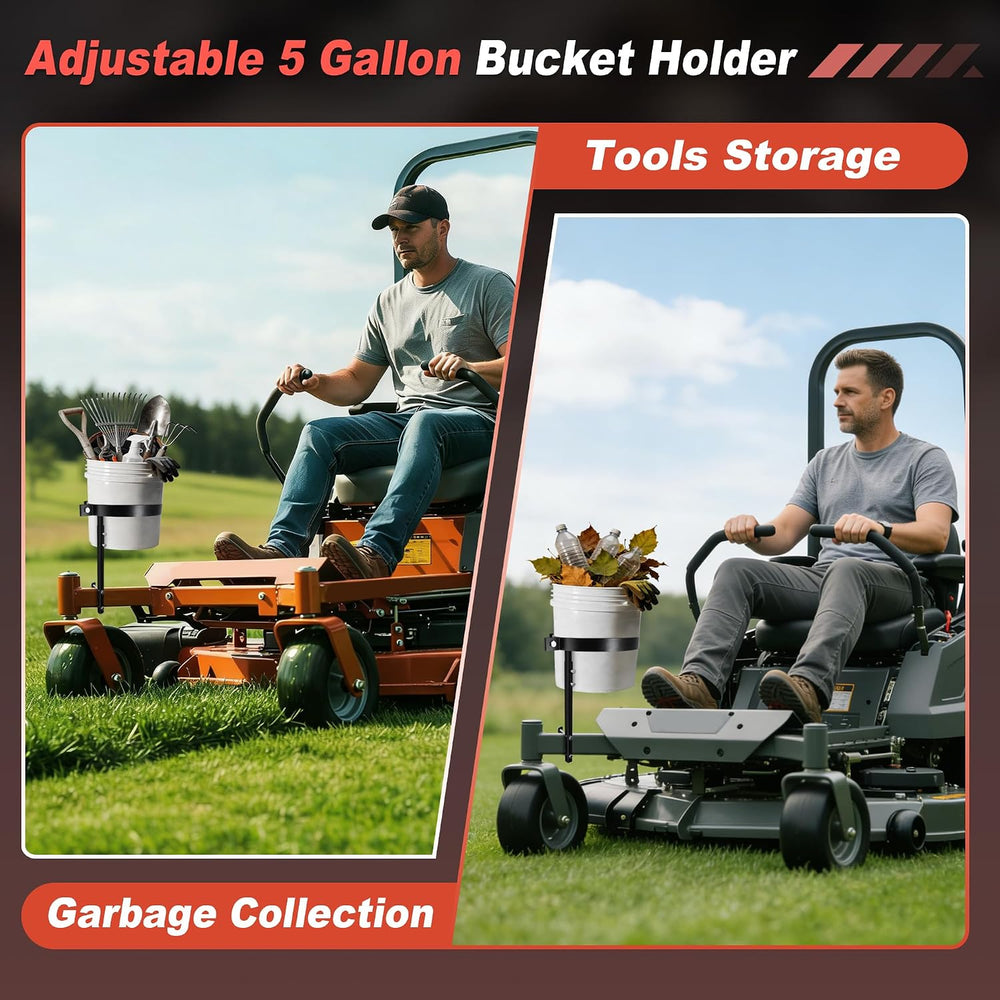 Adjustable 5 Gallon Trash Bucket Holder for Zero Turn Mowers, 11.2" Diam...