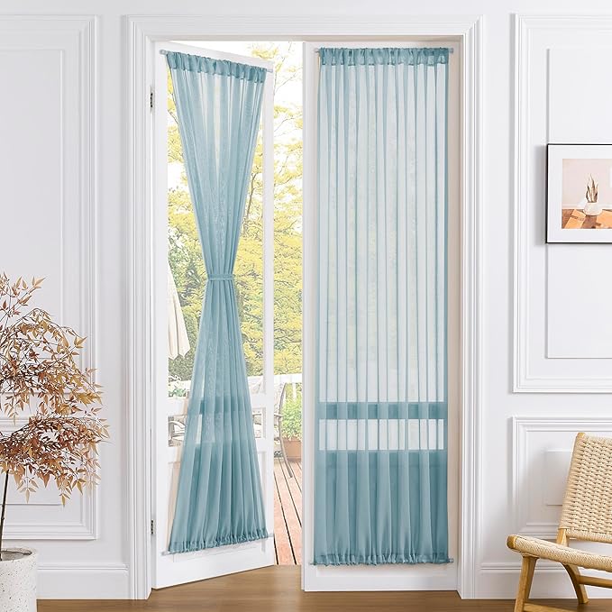 Tollpiz Sheer Door Curtain Closet Linen Textured Curtain Sheers Doorway Light by Tollpiz