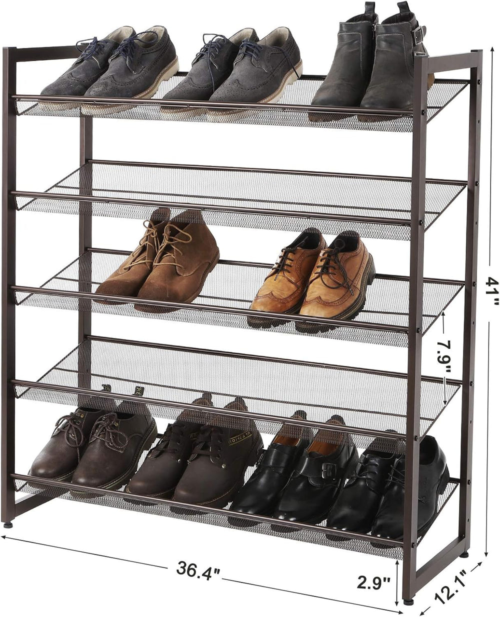 SONGMICS Metal Shoe Rack, 5-Tier Shoe Orgainzer, Holds 20-25 Pairs