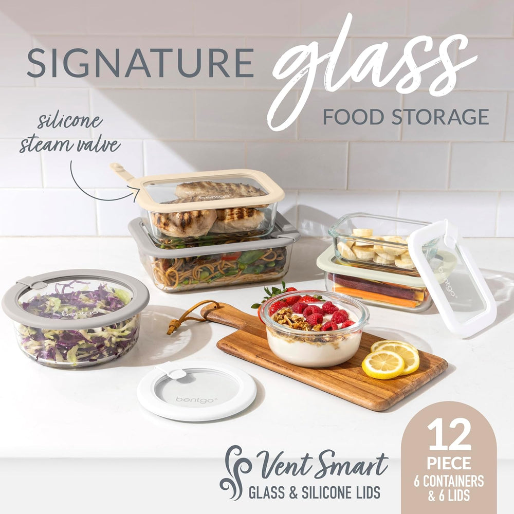 Bentgo Signature Glass Food Storage Containers with Lids, 12 Piece Set