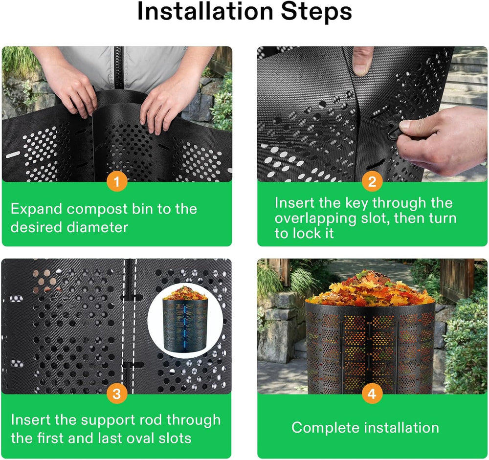 VIVOSUN 300 Gallon Outdoor Compost Bin, Expandable Composter, Easy to Setup &...
