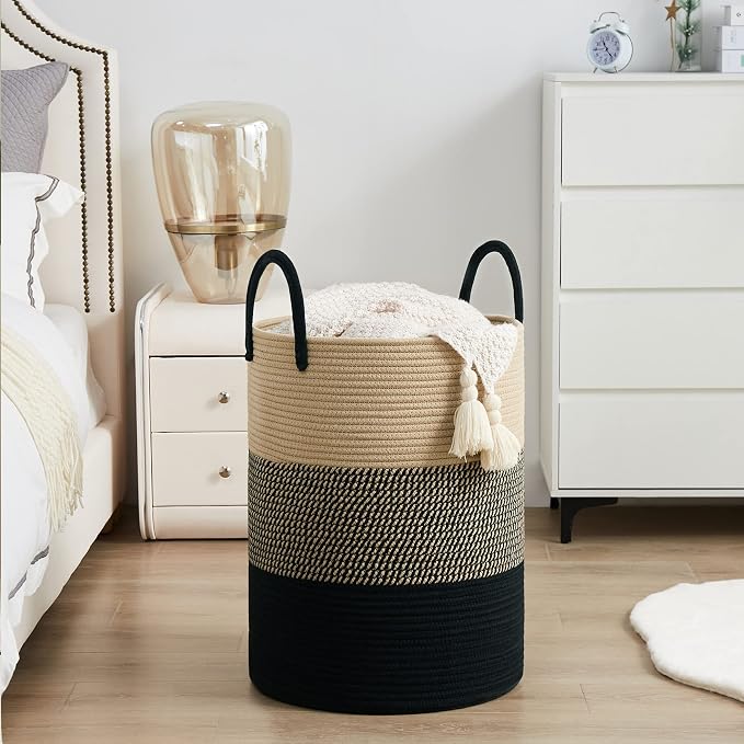 YOUDENOVA Woven Rope Laundry Hamper Basket, 100L Tall Laundry Basket, Baby - Image 5