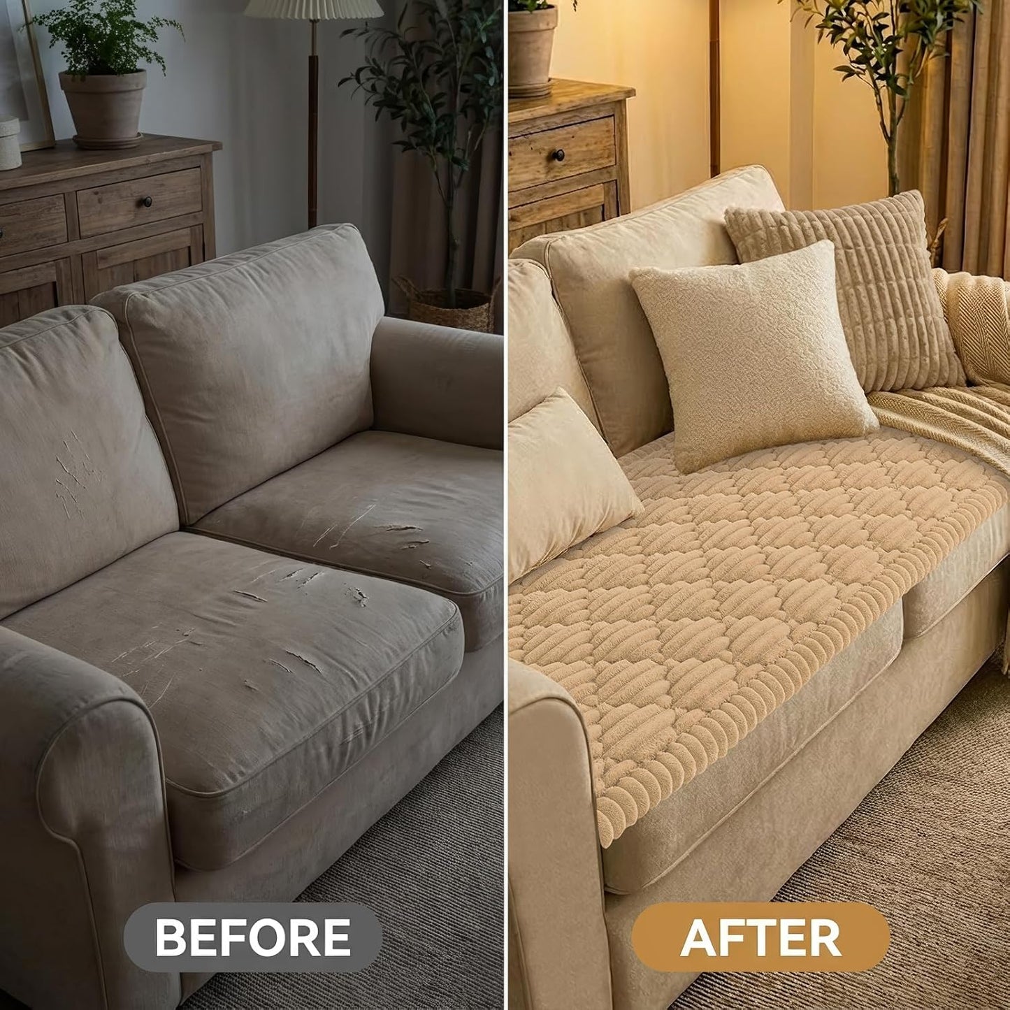 Smiry Couch Cover for Dogs Washable, Non Slip Fuzzy Pet Sofa Protector, Soft Thick Furniture Cover for Sofa, Loveseat and Sectional, Scratch & Pet Hair Resistant (Camel, 27.6" x 59")