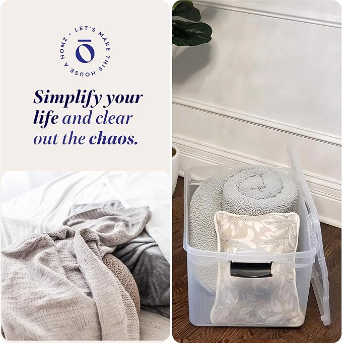 HOMZ 2-Pack Latching Lid, Large Clear Plastic Storage Bins - Image 6