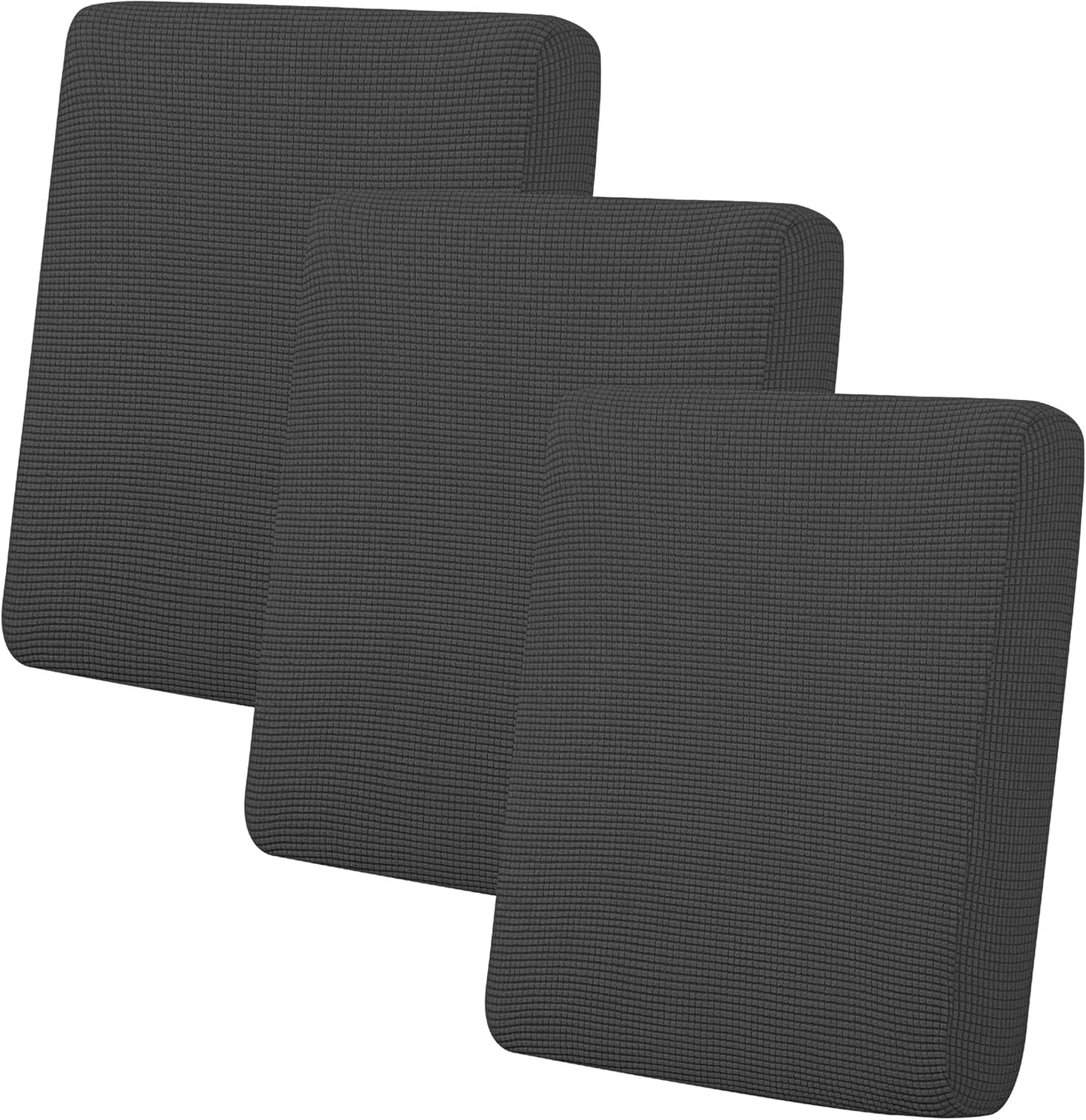Easy-Going Stretch Individual Chair Couch Cushion Cover Sofa Cushion Furniture Protector Sofa slipcover Soft Flexibility with Elastic Bottom (3-piece Sofa Cushion Cover, Dark Gray)