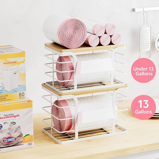 2 Pack Stackable Storage Kitchen Laundry Pantry Organizers, Trash Bag Holder - Image 2