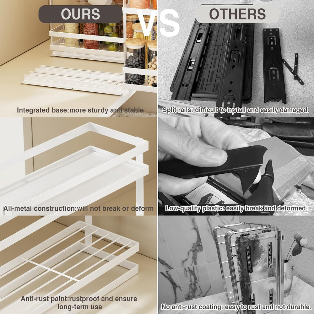 Magheo Pull Out Spice Rack Organizer for Cabinet, 2 Pack Metal Seasoning Orga...