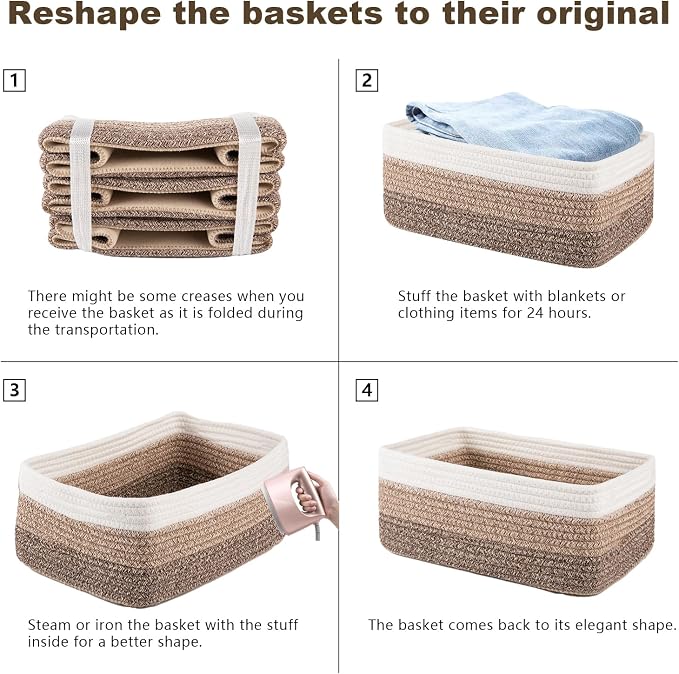 3 Pack Small Storage Baskets for Organizing, Cute Woven Decorative Gift Baskets - Image 7