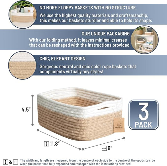 NaturalCozy 11.8"x8"x4.5” Storage Baskets - Image 2
