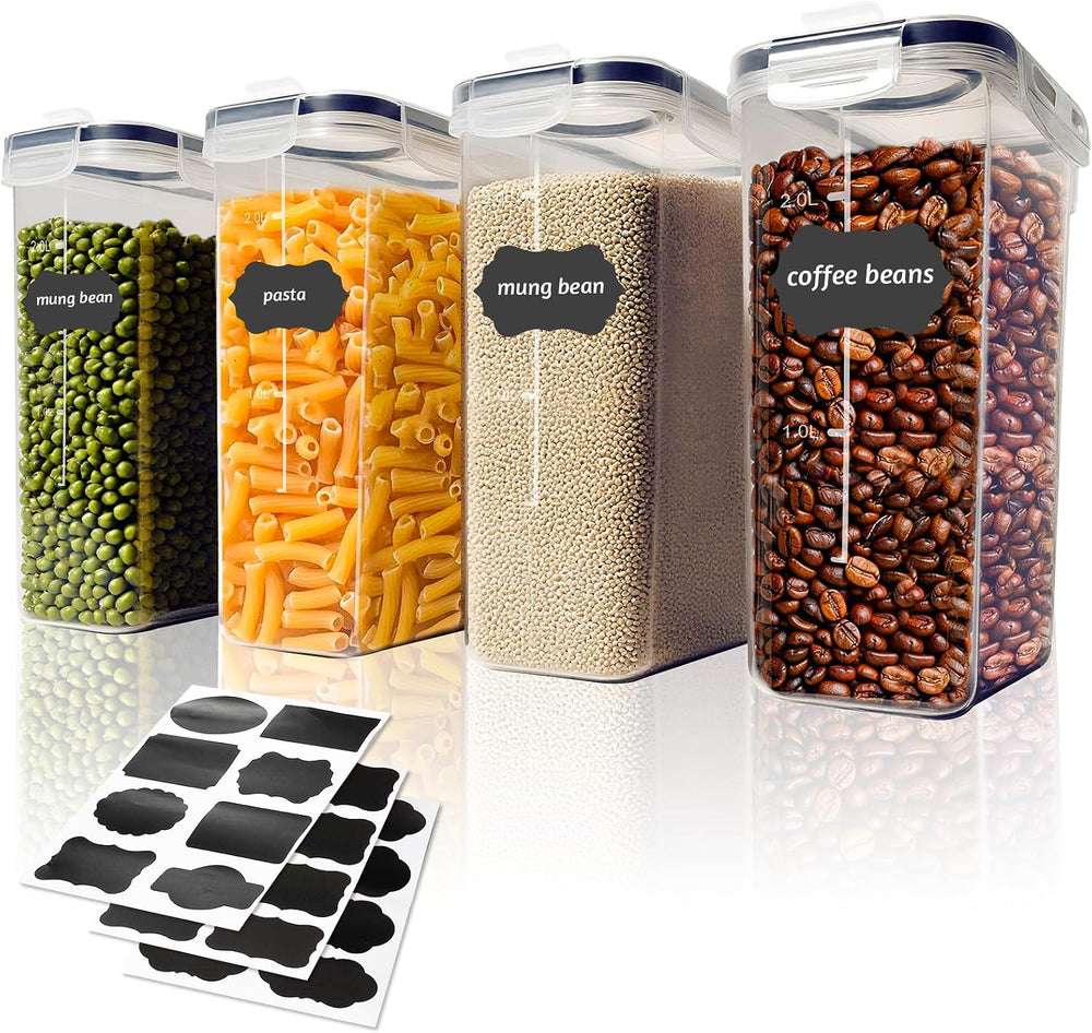 Airtight Food Containers, 4L Kitchen Storage Box, Pack of 4, Sealed Plastic F...