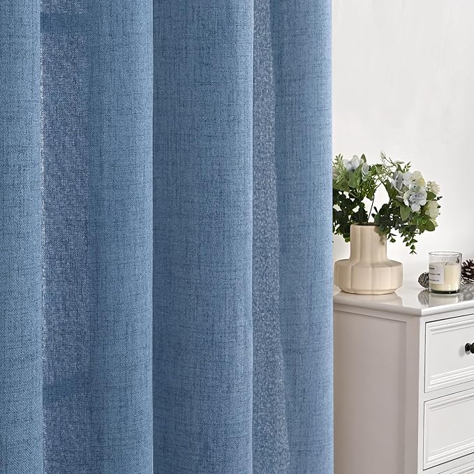 YoungsTex Denim Blue Linen Curtains 78 Inch Length - Image 8