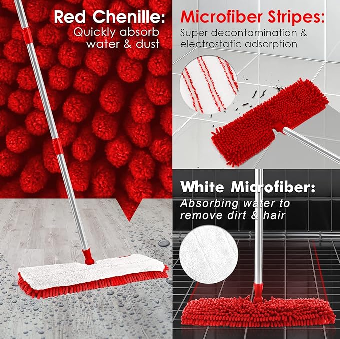 MASTERTOP Microfiber Mop for Floor Cleaning, Hardwood Dust Mop, Wet Mopping - Image 3