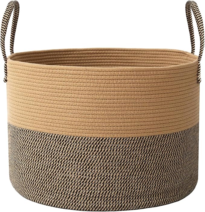 Woven Blanket Basket, 65L Large Rope Storage Bin by JMvicyroam