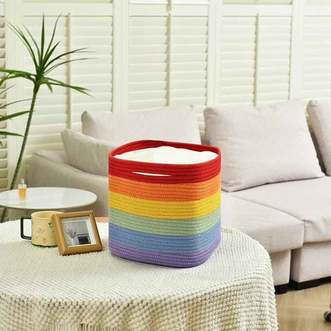 3 Pack Storage Cubes 11 Inch Cotton Rope Woven Baskets - Image 4