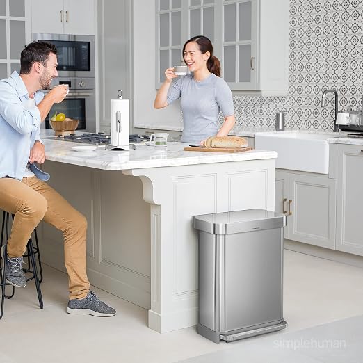 simplehuman 55 Liter / 14.5 Gallon Rectangular Hands-Free Kitchen Step Trash Can - Image 2