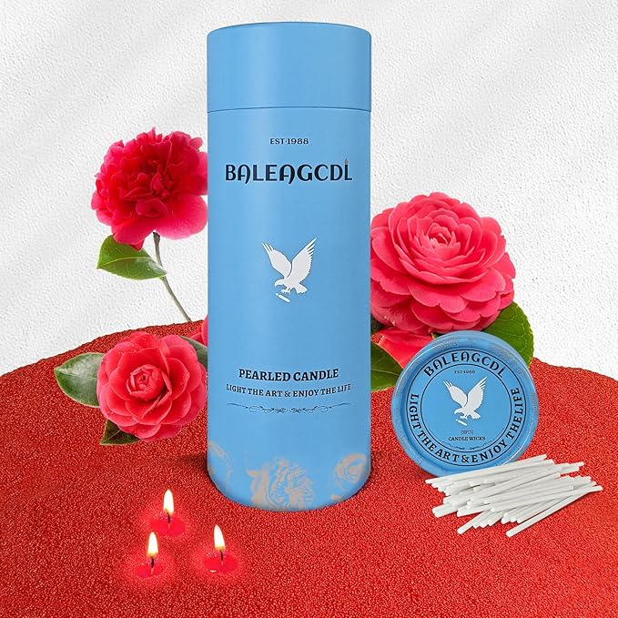 Camellia Scented Red Pearled Candle 18oz Luxury Sand Candle Granulated Wax by ZECHKAVAA