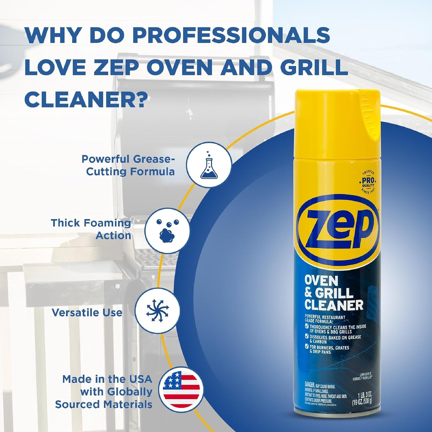 Zep Heavy-Duty Oven and Grill Cleaner - 19 oz (Case of 2) ZUOVGR19 - Dissolves Grease on Contact, on Burners, Grates and Drip Pans