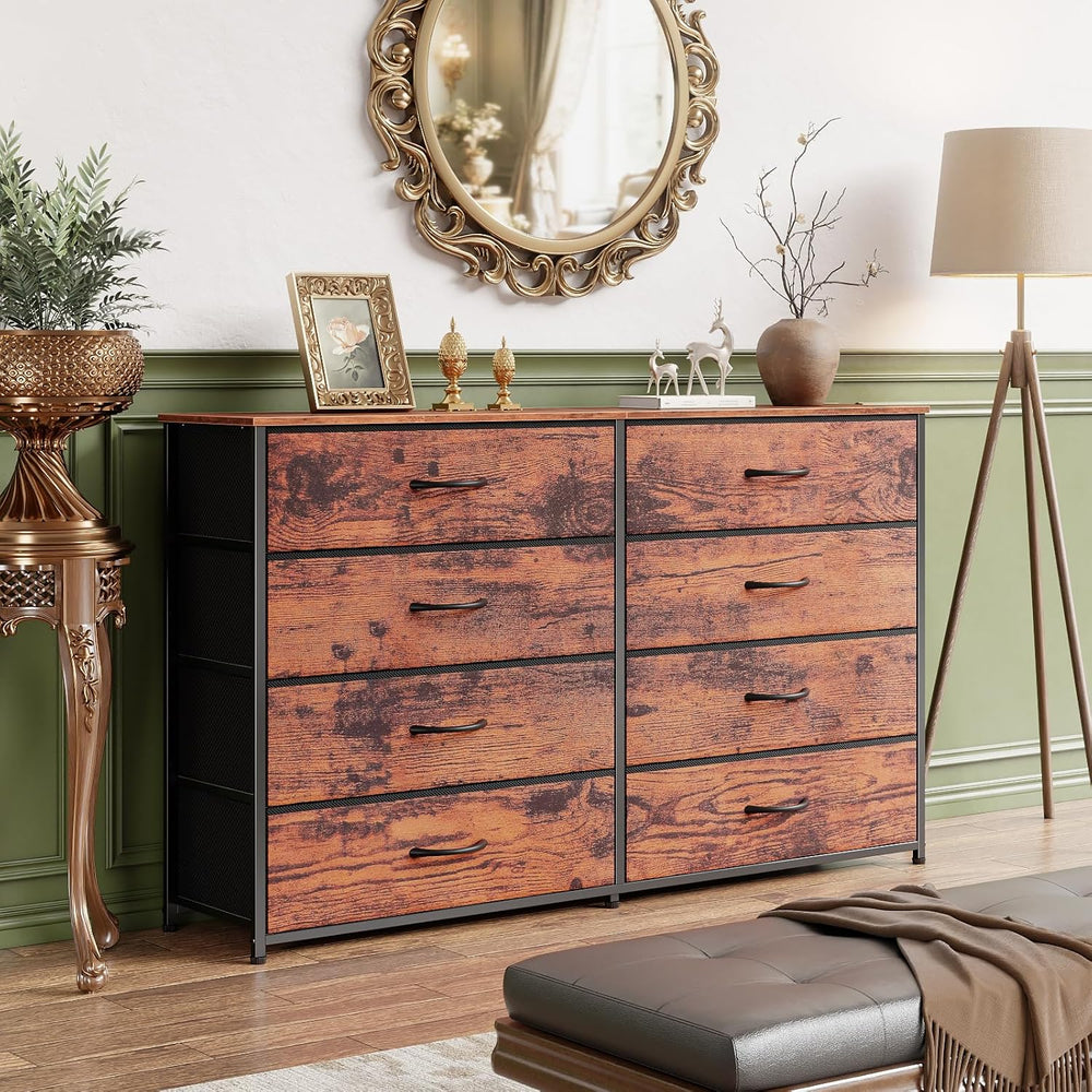 Furnulem Long Dresser for Bedroom, TV Stand for 55'', 8 Drawer Dorm D...